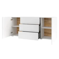 Credenza 140x63h cm 2 ante 3 cassetti moderna soggiorno bianca Fusion