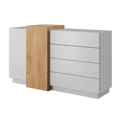 Credenza 160x94h cm 2 ante 4 cassetti moderna quercia bianco opaco James