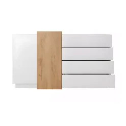 Credenza 160x94h cm 2 ante 4 cassetti moderna quercia bianco opaco James