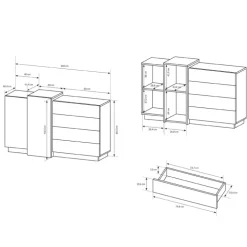 Credenza 160x94h cm 2 ante 4 cassetti moderna quercia bianco opaco James