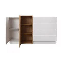Credenza 160x94h cm 2 ante 4 cassetti moderna quercia bianco opaco James