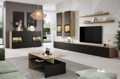 Credenza 132x70h cm 2 ante 3 cassetti rovere rustico nero Emotion Gihome®