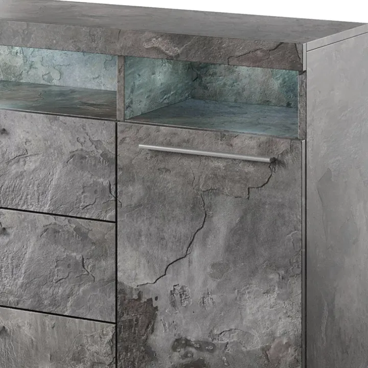 Credenza 182x92h cm 2 ante 3 cassetti soggiorno ossido Frisk