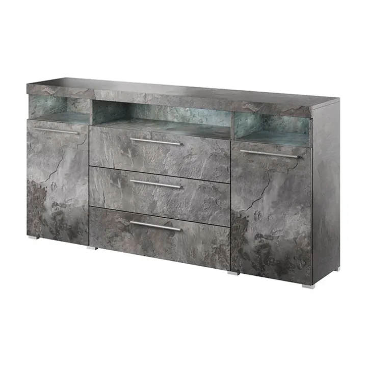 Credenza 182x92h cm 2 ante 3 cassetti soggiorno ossido Frisk