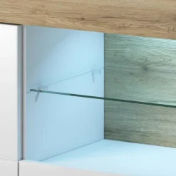 Credenza 159x83h cm 3 ante 1 cassetto bianco lucido rovere Tahiti