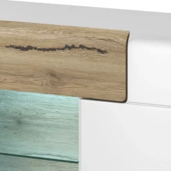 Credenza 159x83h cm 3 ante 1 cassetto bianco lucido rovere Tahiti