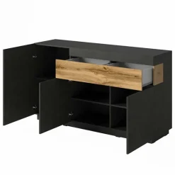 Credenza 150x85h cm 3 ante 1 cassetto moderna antracite rovere Bahama