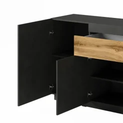 Credenza 150x85h cm 3 ante 1 cassetto moderna antracite rovere Bahama
