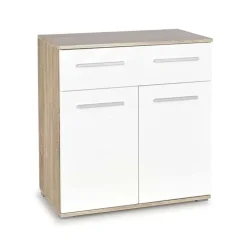 Credenza 77x82h cm 2 ante 1 cassetto moderna rovere bianco Viki