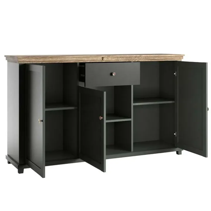 Credenza 160x93h cm 3 ante 1 cassetto moderna verde quercia Texel