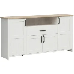 Credenza 194x99h cm 4 ante 1 cassetto scandinava bianco frassinato rovere Lars