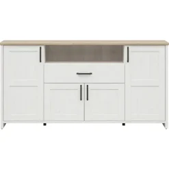 Credenza 194x99h cm 4 ante 1 cassetto scandinava bianco frassinato rovere Lars