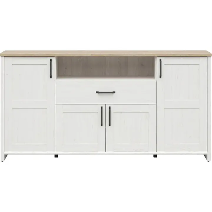 Credenza 194x99h cm 4 ante 1 cassetto scandinava bianco frassinato rovere Lars
