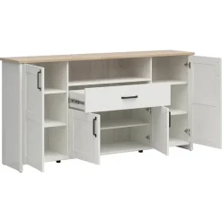 Credenza 194x99h cm 4 ante 1 cassetto scandinava bianco frassinato rovere Lars