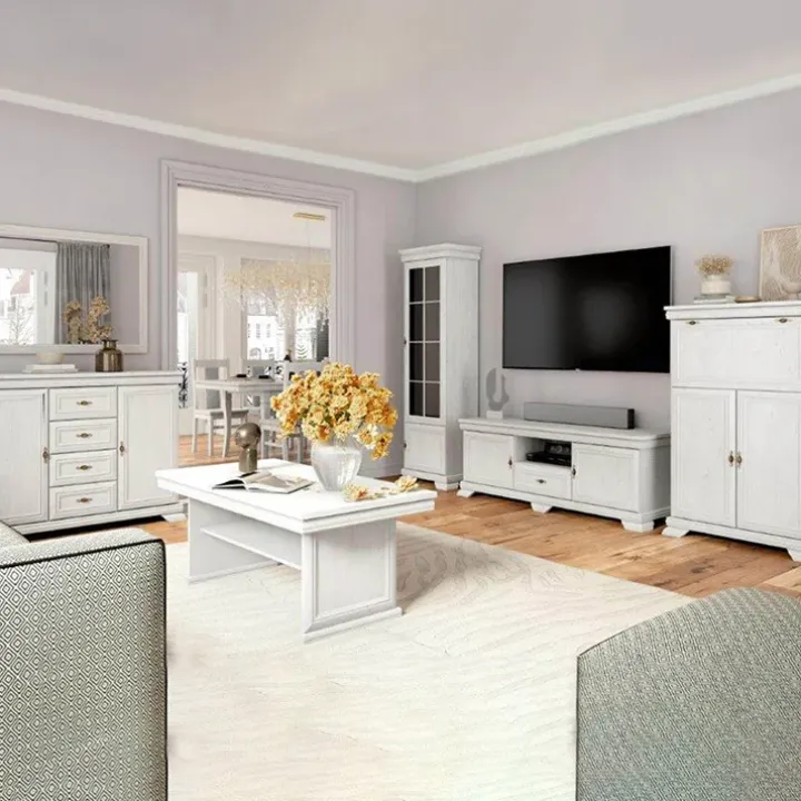 Credenza 88x97h cm 2 ante 1 cassetto shabby bianco frassinato Kelly