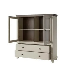 Credenza 126x138h cm 2 ante con vetrina 2 cassetti beige Texel