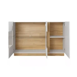 Credenza 138x91h cm 3 ante con vetrina moderna bianco rovere Noa Gihome®