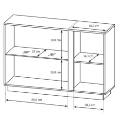 Credenza 138x91h cm 3 ante con vetrina moderna bianco rovere Noa Gihome®