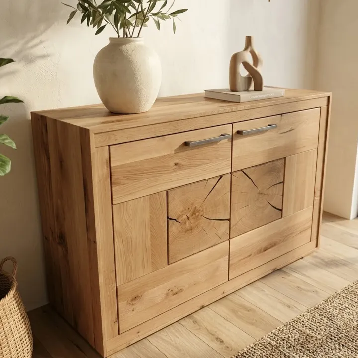 Credenza 110x85h cm 2 ante legno massello rovere Ebania