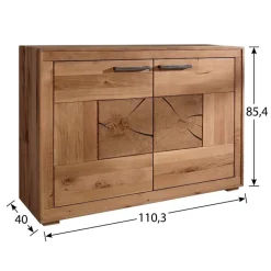 Credenza 110x85h cm 2 ante legno massello rovere Ebania