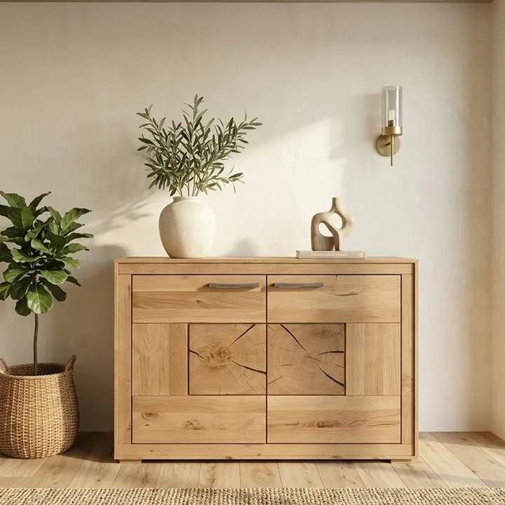 Credenza 110x85h cm 2 ante legno massello rovere Ebania