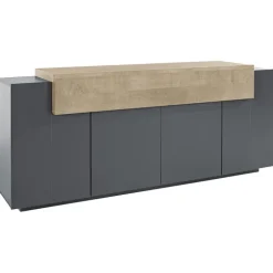 Credenza 200x86h cm 4 ante moderna antracite rovere Milos Gihome®
