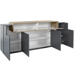Credenza 200x86h cm 4 ante moderna antracite rovere Milos Gihome®