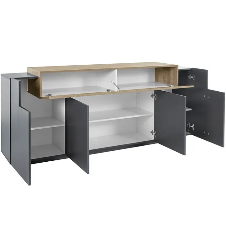 Credenza 200x86h cm 4 ante moderna antracite rovere Milos Gihome®
