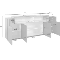 Credenza 200x86h cm 4 ante moderna antracite rovere Milos Gihome®