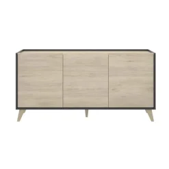 Credenza 155x75h cm 3 ante moderna ante rovere grafite Elmer