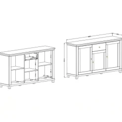 Credenza 160x93h cm 3 ante moderna beige Texel