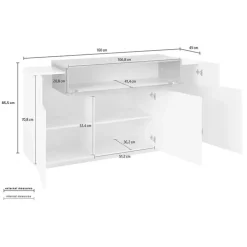 Credenza 160x86h cm 3 ante moderna bianco ossido Milos Gihome®