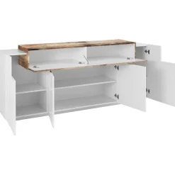 Credenza 200x86h cm 4 ante moderna bianco lucido pero Milos Gihome®