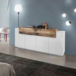 Credenza 200x86h cm 4 ante moderna bianco lucido pero Milos Gihome®