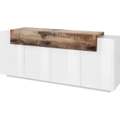 Credenza 200x86h cm 4 ante moderna bianco lucido pero Milos Gihome®