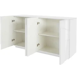 Credenza 163x86h cm 4 ante moderna bianco lucido Zenzero Gihome®