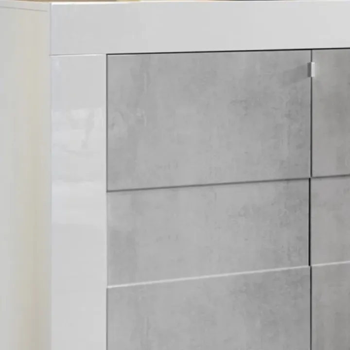 Credenza 138x84h cm 3 ante moderna bianco lucido cemento Easy