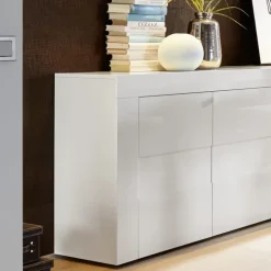 Credenza 181x84h cm 4 ante moderna bianco laccato lucido Easy