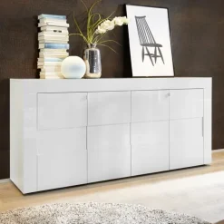 Credenza 181x84h cm 4 ante moderna bianco laccato lucido Easy