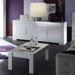 Credenza 210x84h cm 4 ante moderna design bianco lucido Eos