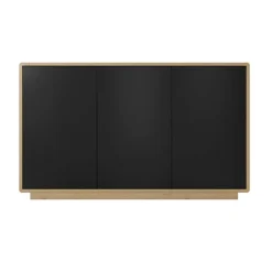 Credenza 160x75h cm 3 ante moderna nero opaco rovere Esmond