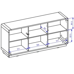 Credenza 160x75h cm 3 ante moderna nero opaco rovere Esmond
