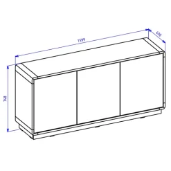 Credenza 160x75h cm 3 ante moderna nero opaco rovere Esmond