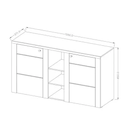 Credenza 155x85h cm 2 ante moderna quercia rovere grigio Paloma 2