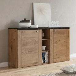 Credenza 155x85h cm 2 ante moderna quercia rovere grigio Paloma 2