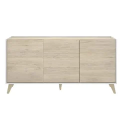 Credenza 155x75h cm 3 ante moderna rovere bianco opaco Elmer
