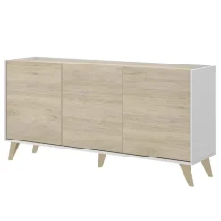 Credenza 155x75h cm 3 ante moderna rovere bianco opaco Elmer
