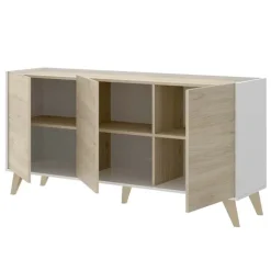Credenza 155x75h cm 3 ante moderna rovere bianco opaco Elmer