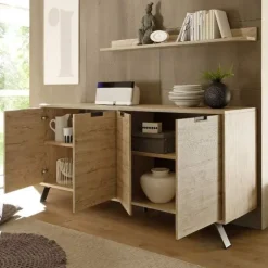 Credenza 206x86h cm 4 ante moderna sherwook oak Juvena