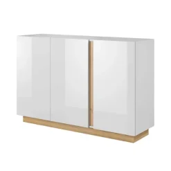 Credenza 138x91h cm 3 ante moderna soggiorno bianco rovere Noa Gihome®